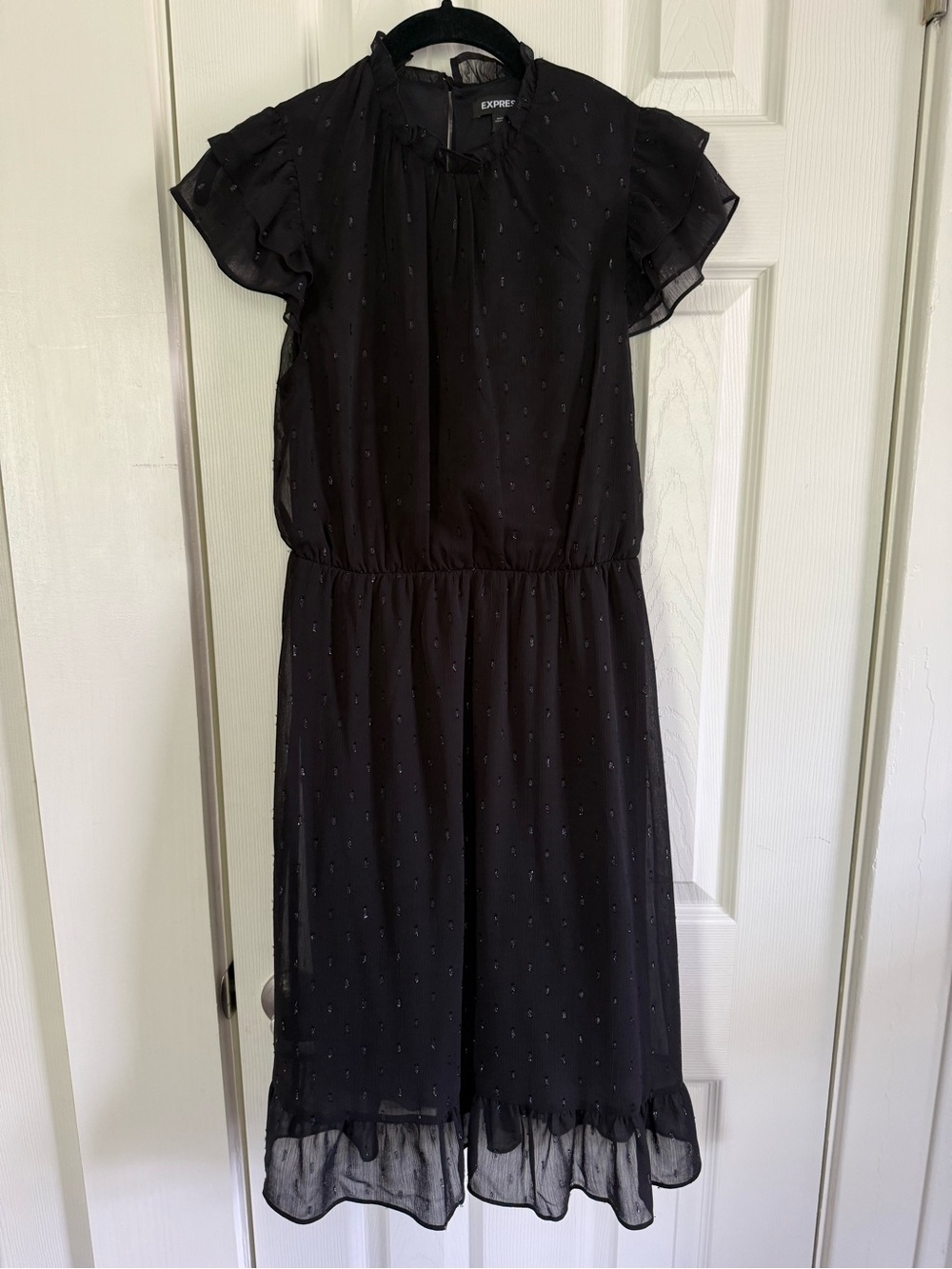Express Black Midi Dress with Ruffle Hem